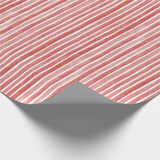 Pink Red White Cane Stripes Christmas Geschenkpapier (Ecke)