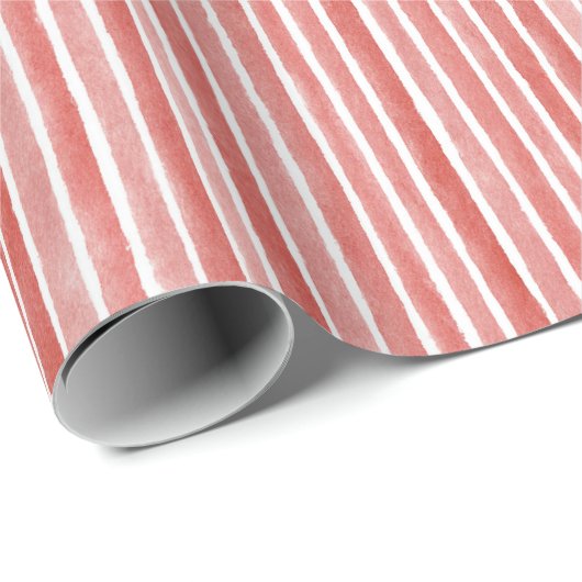 Pink Red White Cane Stripes Christmas Geschenkpapier (Rolleneckpunkt)