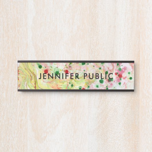Pink Red Yellow Green Lila Modern personalisieren Türschild (Vorderseite )