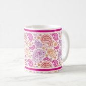 Pink Red & Yellow Paisley Design Kaffeetasse (VorderseiteRechts)