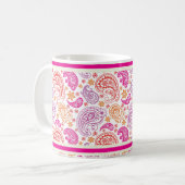 Pink Red & Yellow Paisley Design Kaffeetasse (Vorderseite Links)