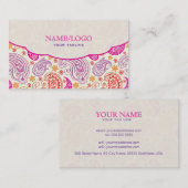 Pink Red & Yellow Paisley Design Visitenkarte (Vorne/Hinten)