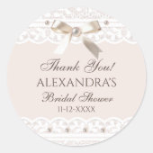 Pink Regency Bow Lace Brautparty Vielen Dank Runder Aufkleber (Vorderseite)