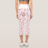 PINK REINDEER & CHRISTMAS BÄUME CUSTOM MONOGRAM CAPRI LEGGINGS (Rückseite)