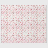 PINK REINDEER & CHRISTMAS BÄUME CUSTOM MONOGRAM GESCHENKPAPIER (Flach)