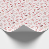 PINK REINDEER & CHRISTMAS BÄUME CUSTOM MONOGRAM GESCHENKPAPIER (Ecke)