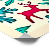 Pink Reindeer Teal Tree Pattern Design Poster (Ecke)