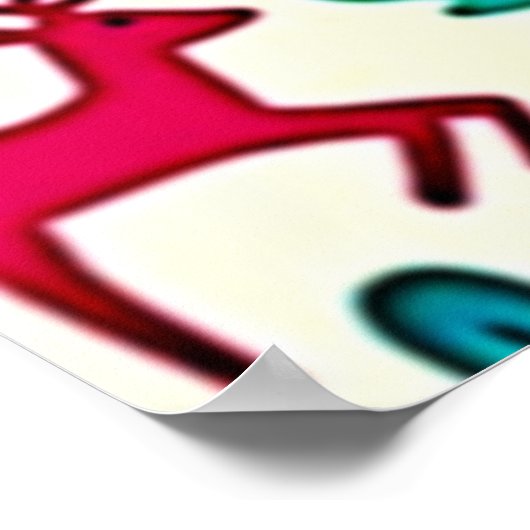 Pink Reindeer Teal Tree Pattern Design Poster (Ecke)