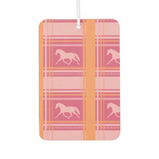 Pink Reittier Kariert Pony Pattern Autolufterfrischer (Vorderseite)