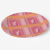 Pink Reittier Kariert Pony Pattern Pappteller (Schrägansicht)