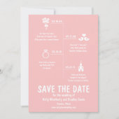 Pink Relationship Timeline Wedding Save the Date Einladung (Vorderseite)