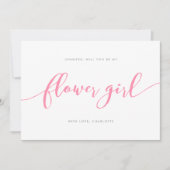 Pink Relax Schriftzug Wirst du meine Blumenmädchen Einladung (Vorderseite)