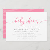 Pink Relax Script Baby Dusche Einladung (Vorne/Hinten)