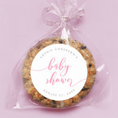 Pink Relax Script Baby Dusche Runder Aufkleber