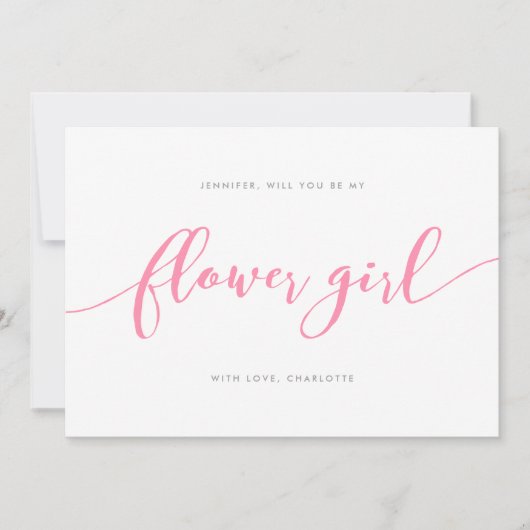 Pink Relax Skript wird Sie mein Blumenmädchen sein Einladung (Vorderseite)