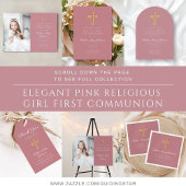 Pink Religious Cross Girl First Communion Pappteller