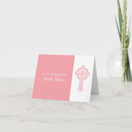 Pink Religious Irish Cross Vielen Dank Dankeskarte (Vorderseite)