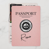 Pink Reno Passport Save the Date (Vorne/Hinten)