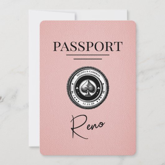 Pink Reno Passport Save the Date (Vorderseite)