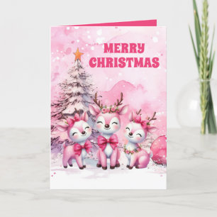 Pink Rentier Frohe Weihnachtsgrüße Karte