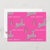 Pink Rentier Weihnachten Postkarte (Vorne/Hinten)