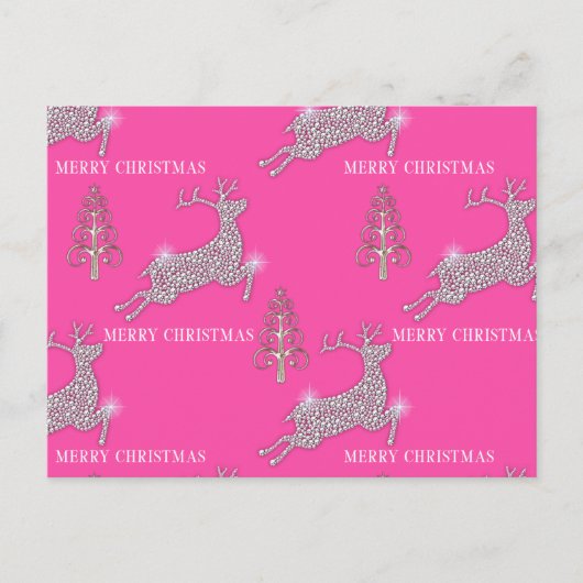 Pink Rentier Weihnachten Postkarte (Vorderseite)