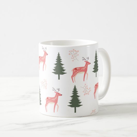 Pink Rentier Weihnachtskaffee Tasse (VorderseiteRechts)