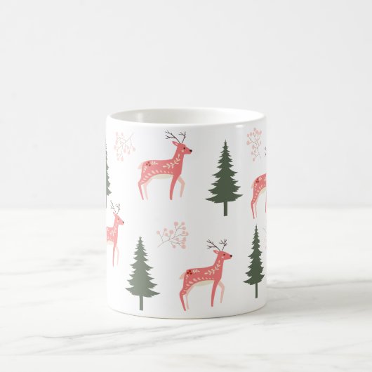 Pink Rentier Weihnachtskaffee Tasse (Mittel)