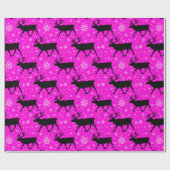 Pink-Rentiere und Schneeflocken-Muster Geschenkpapier (Flach)