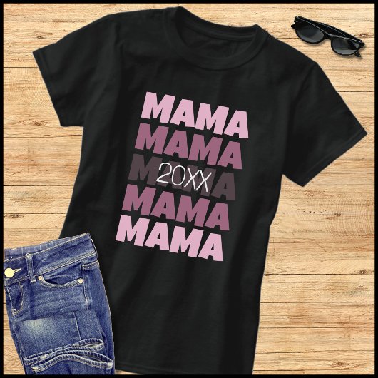 Pink Repeat Typography Zur Mama Befördert 2026 T-Shirt