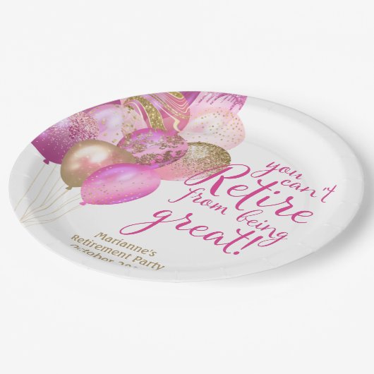 Pink Retirement Funny Zitat Pappteller (Schrägansicht)