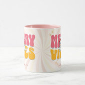 Pink Retro 70er Themed Merry Vibes Individuelle Na Tasse (Zentrum)