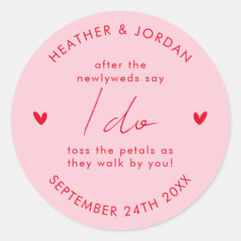 Pink Retro 70er Wedding Toss Me Confetti Gefallen Runder Aufkleber