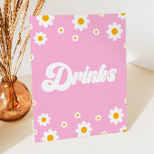 Pink Retro 70's Drinks Drink Table Party Sign Sockelschild