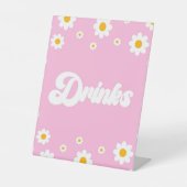 Pink Retro 70's Drinks Drink Table Party Sign Sockelschild (Vorderseite)