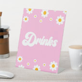 Pink Retro 70's Drinks Drink Table Party Sign Sockelschild (In SItu)