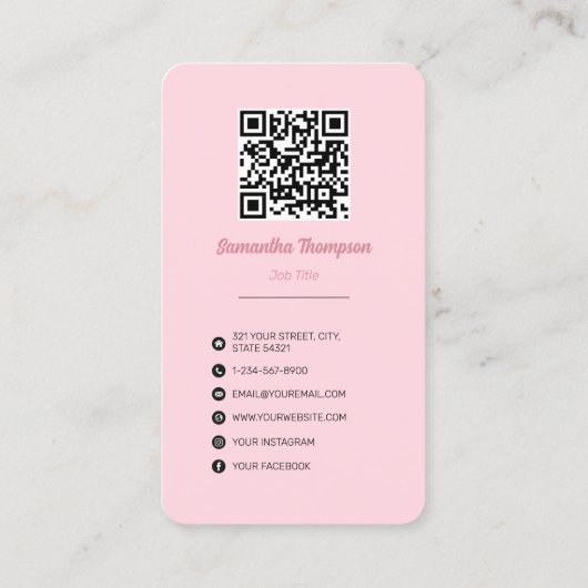 Pink Retro Abstraktes Muster Visitenkarte (Rückseite)