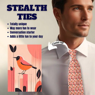 Pink Retro Bird Lover's Stealth Men's Krawatte