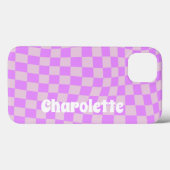 Pink retro checker pattern  Case-Mate iPhone case (Rückseite (Horizontal))