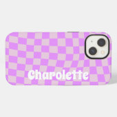 Pink retro checker pattern Case-Mate iPhone case Hülle (Rückseite (Horizontal))