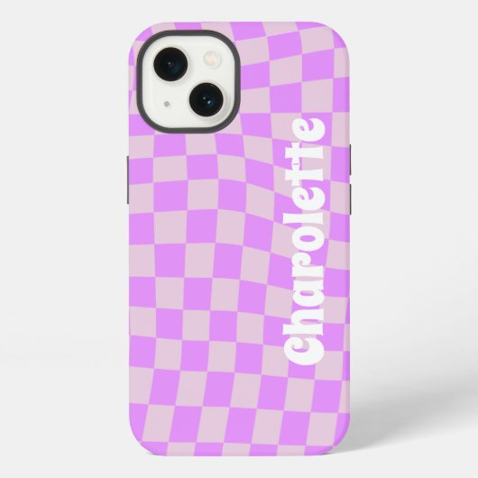 Pink retro checker pattern Case-Mate iPhone case Hülle (Rückseite)