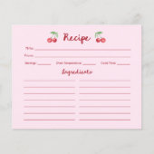 Pink Retro Cherries | Brautparty-Rezept-Karte (Vorderseite)
