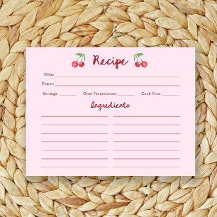 Pink Retro Cherries Brautparty-Rezept-Karte