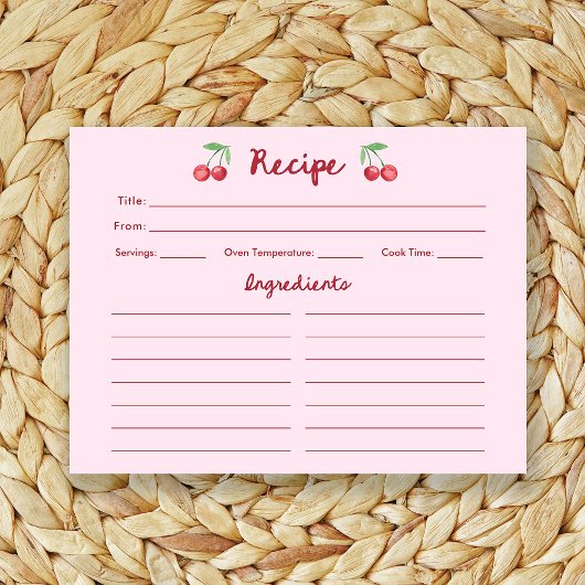 Pink Retro Cherries | Brautparty-Rezept-Karte