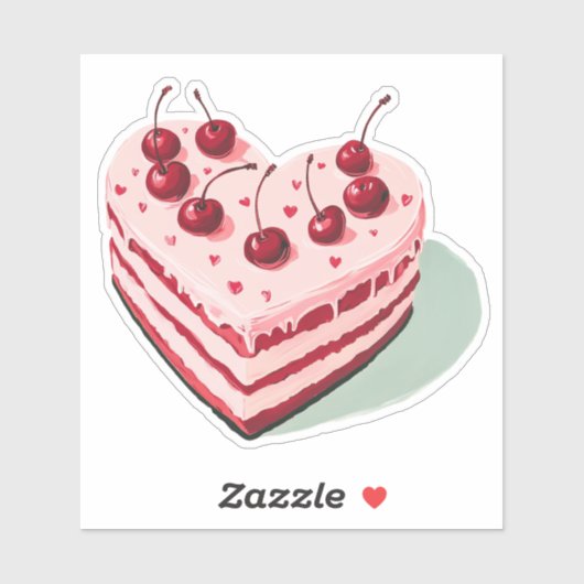 Pink Retro Cherry Cake Cake Hearts Aufkleber (Blatt)