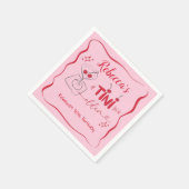 Pink Retro Cherry Tini Bit Älteres Papier Napkin Serviette (Ecke)