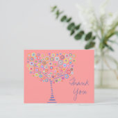 Pink Retro Circle Tree Danke Taufe Postkarte (Stehend Vorderseite)