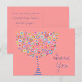 Pink Retro Circle Tree Danke Taufe Postkarte (Vorne/Hinten)