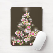 Pink Retro Circles Chic Sparkling Weihnachtsbaum Mousepad (Mit Mouse)