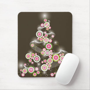 Pink Retro Circles Chic Sparkling Weihnachtsbaum Mousepad